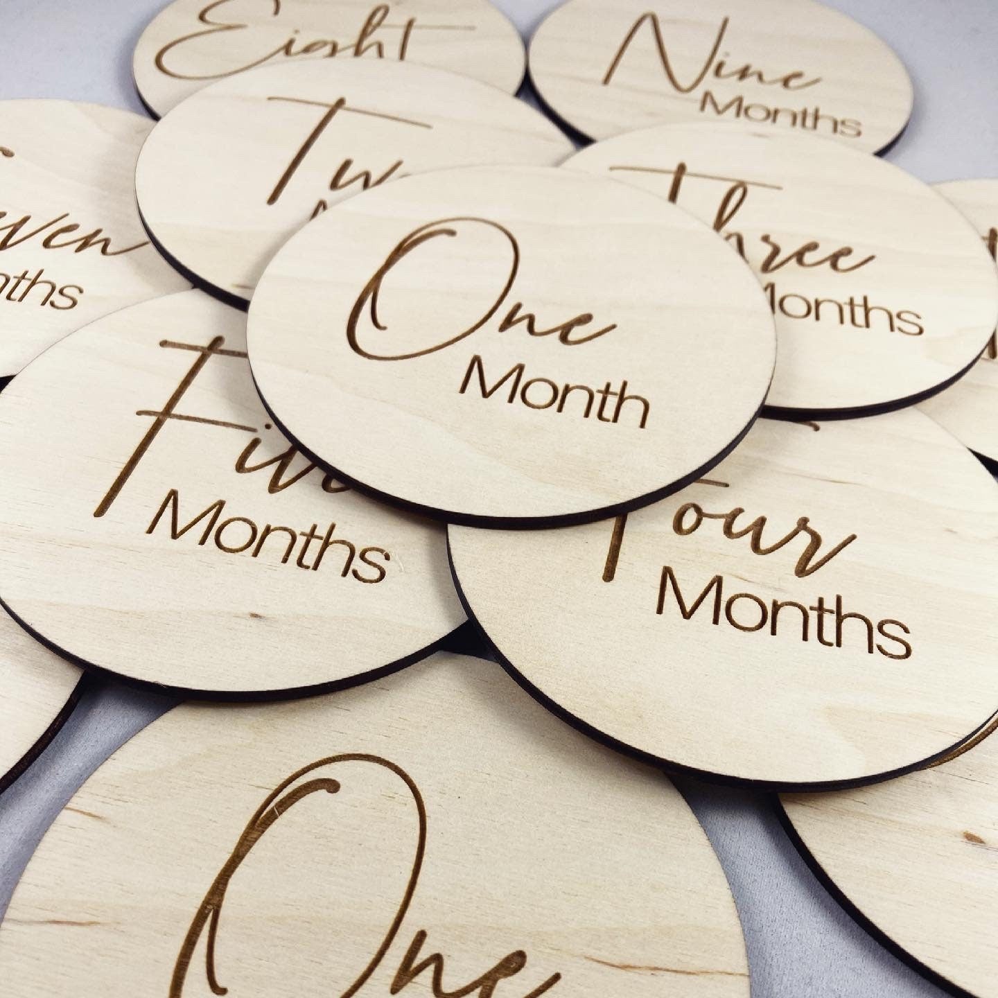 Birch Wood Baby Milestone Discs – Monthly Photo Props
