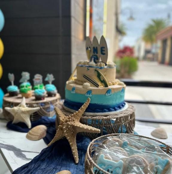 Surfboard First Birthday Cake Topper | Custom Surf Theme Party