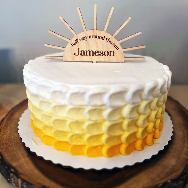 Half Way Around The Sun Cake Topper, Six Month Birthday, Custom Name