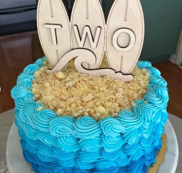 Surfboard First Birthday Cake Topper | Custom Surf Theme Party