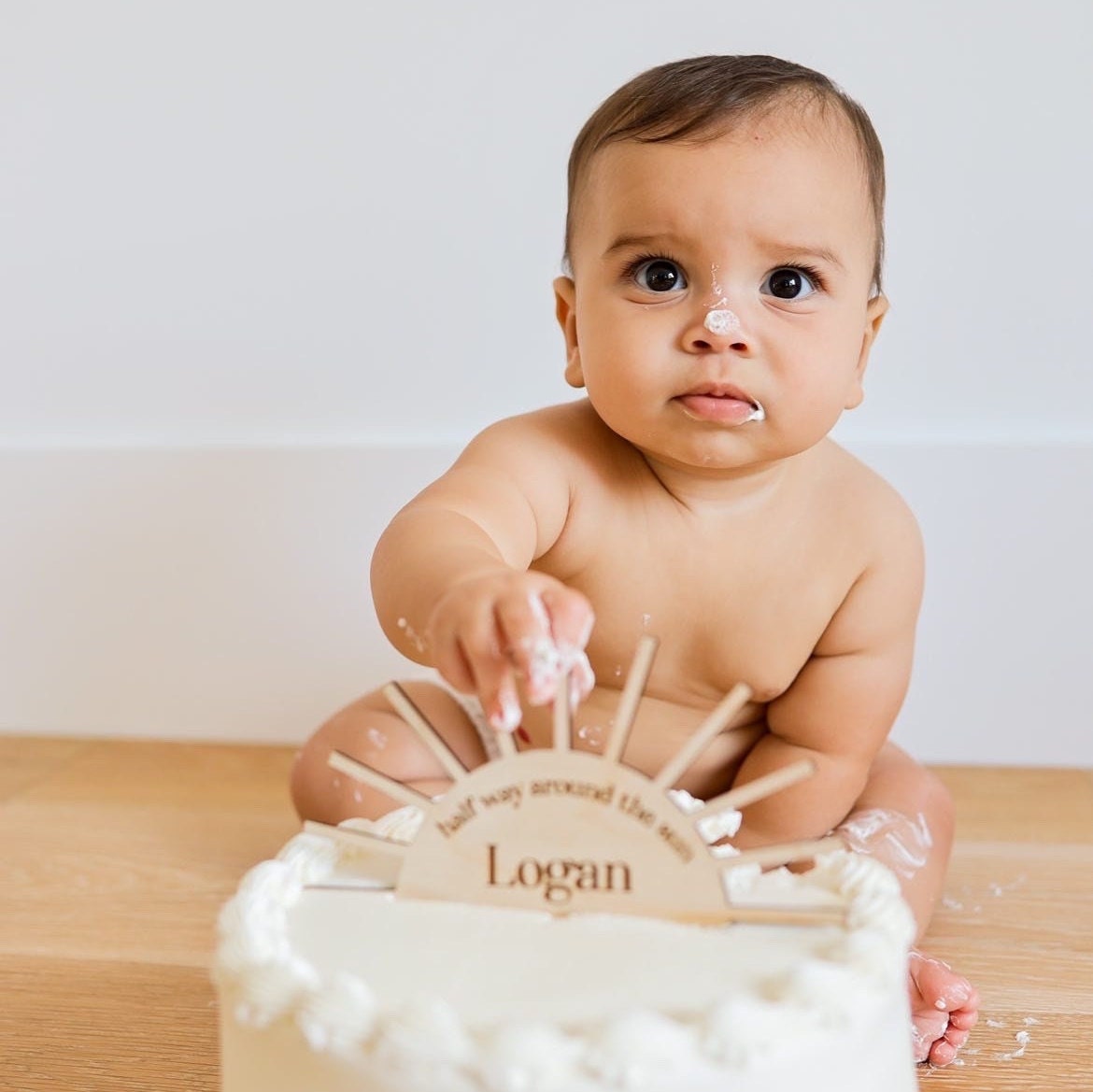Half Way Around The Sun Cake Topper, Six Month Birthday, Custom Name