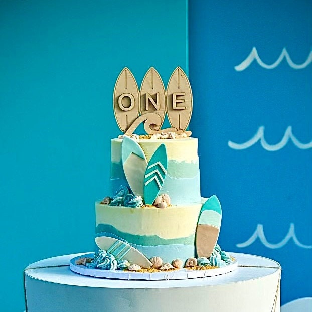 Surfboard First Birthday Cake Topper | Custom Surf Theme Party