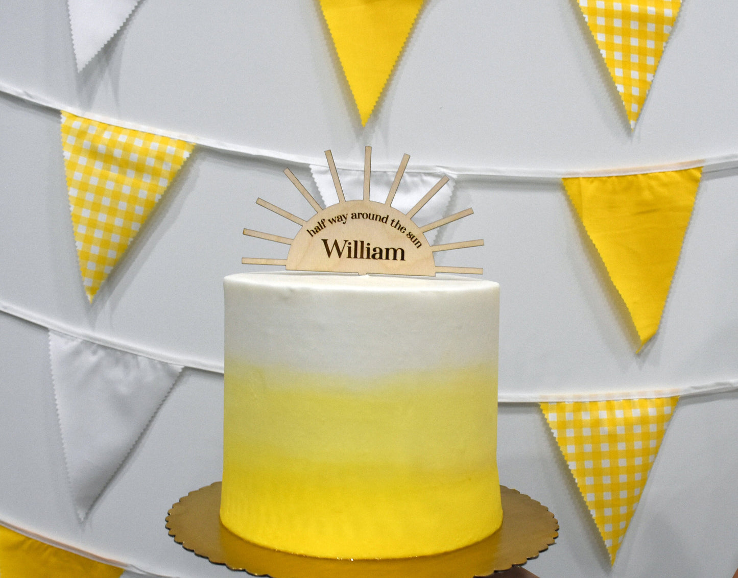 Half Way Around The Sun Cake Topper, Six Month Birthday, Custom Name