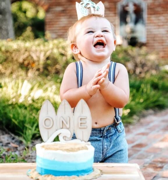 Surfboard First Birthday Cake Topper | Custom Surf Theme Party