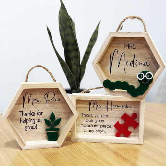 Personalized Teacher Shadow Box | Teacher Appreciation Gift | Wooden Shadow Box | End Of year Gift | Unique Teacher Thank You | Custom Gift